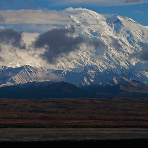 Denali tundra riverbed and clouds