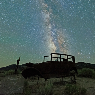Old Threshing Machine and Milky Way